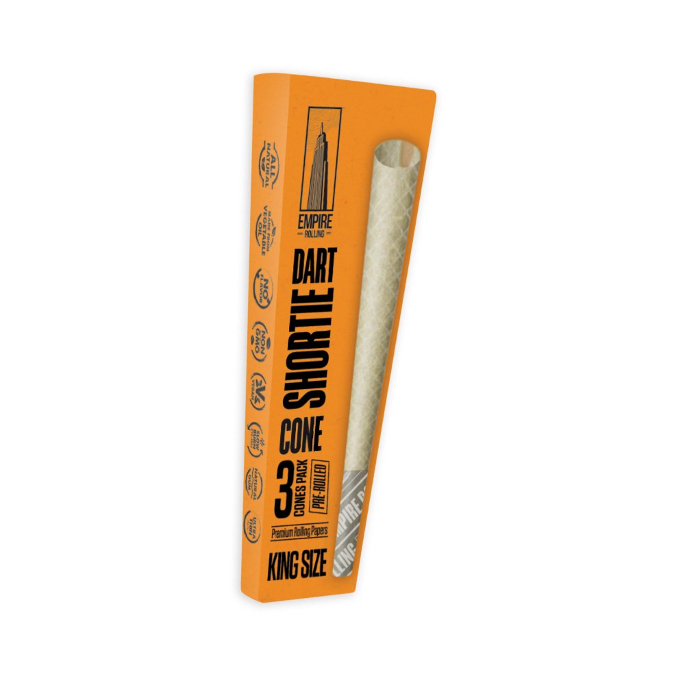 Empire Rolling's King Size Organic Hemp Rolling Papers, eco-friendly and crafted with high-quality, natural materials for a premium smoking experience.Ultra Smooth Dart Shortie Cones - 3 Count 1.25 Size - Empire Rolling Papers