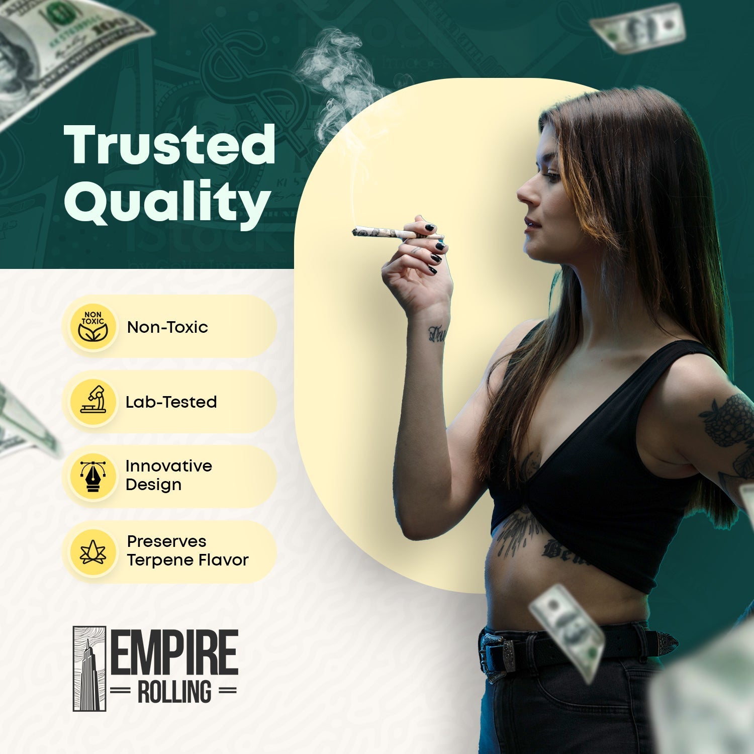 Empire Rolling's King Size Organic Hemp Rolling Papers, eco-friendly and crafted with high-quality, natural materials for a premium smoking experience.BENNY LITE Cones - Empire Rolling Papers
